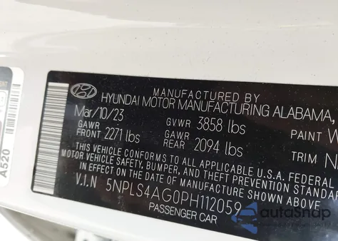 2023 Hyundai Elantra Sel from USA, damaged, VIN 5NPLS4AG0PH112059